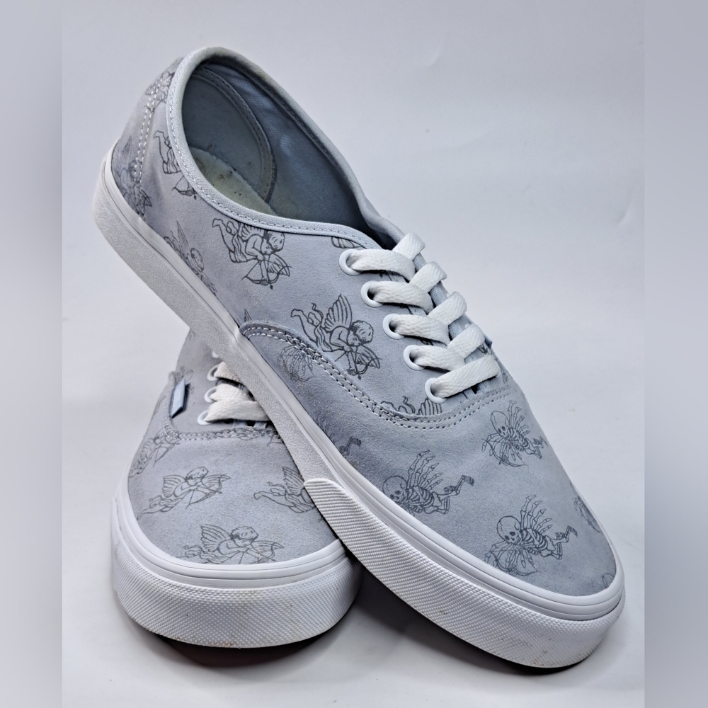 Vans Love You to Death Skull Cupids Blue Suede Sneakers M 9.5 W 11 Unisex